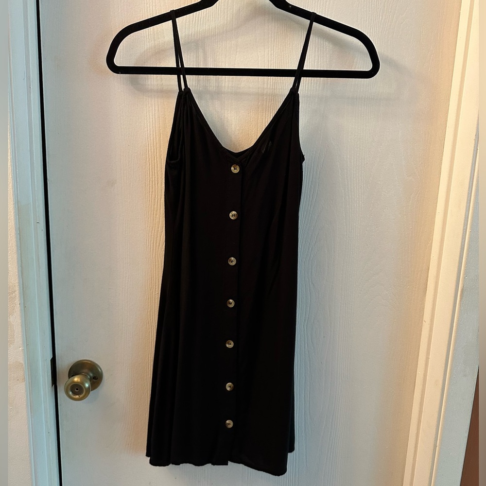 Black buttoned skater mini dress